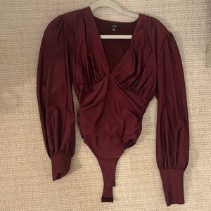 AFRM Burgundy Long Sleeve Bodysuit